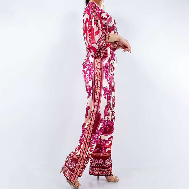 Printed Long Sleeve Off-Shoulder Fashion Spring Summer Outfit Women's Complete Set B5