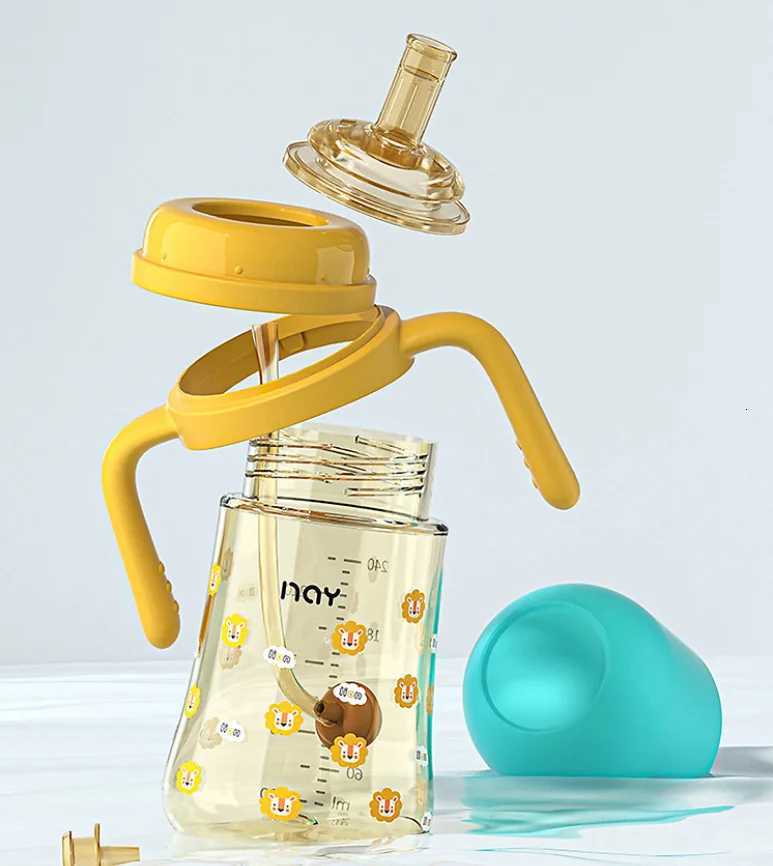 PPSU baby bottle baby straw detached milk bottle anti-drop and anti-colic suction nozzle straw ball water cup X250806