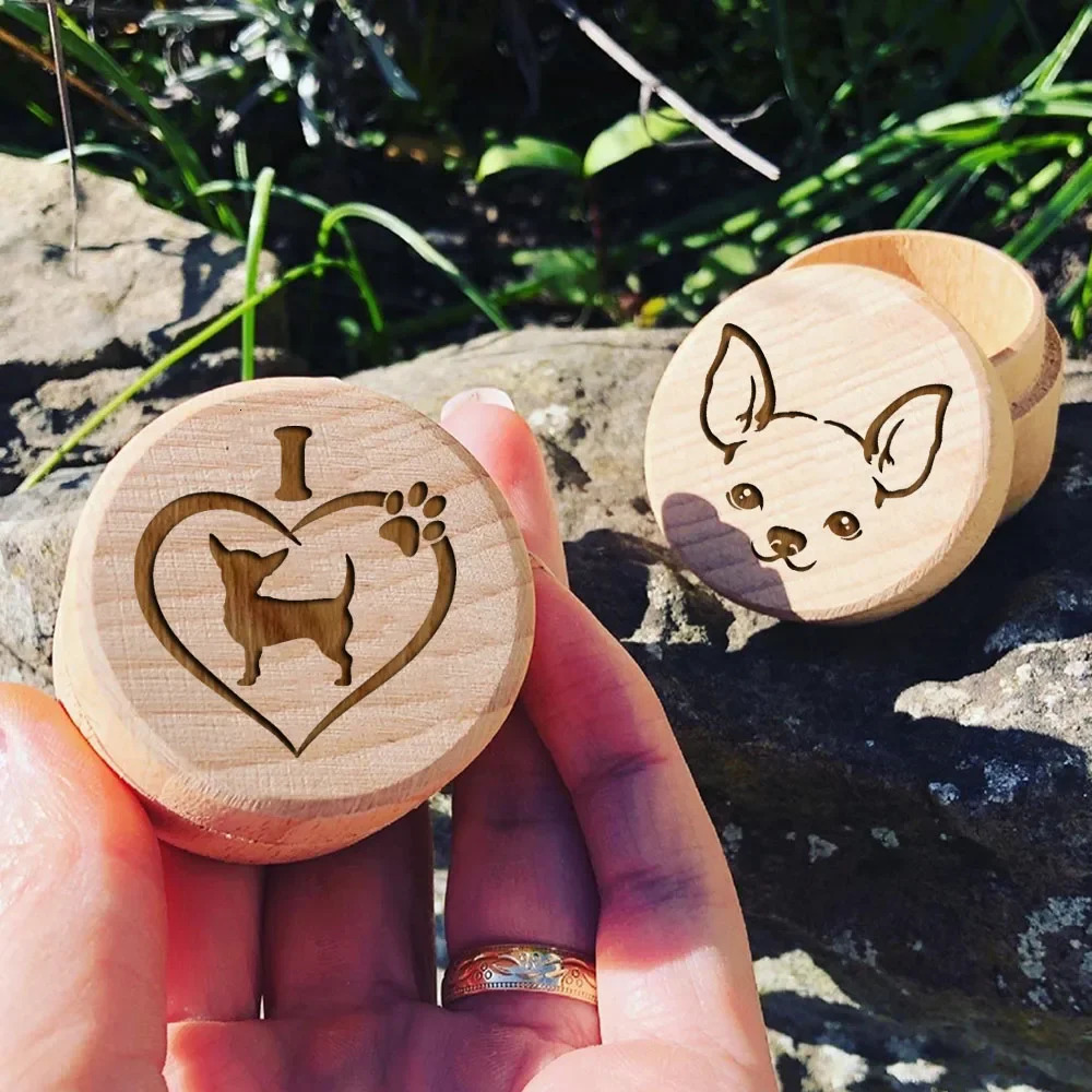 Dog Printed Wooden Carved Dog Fur Hair Memorial Box Save Teeth Pet Teeth Storage Box Lost Pet Urn Memorial Gift for Dog Lovers 250805