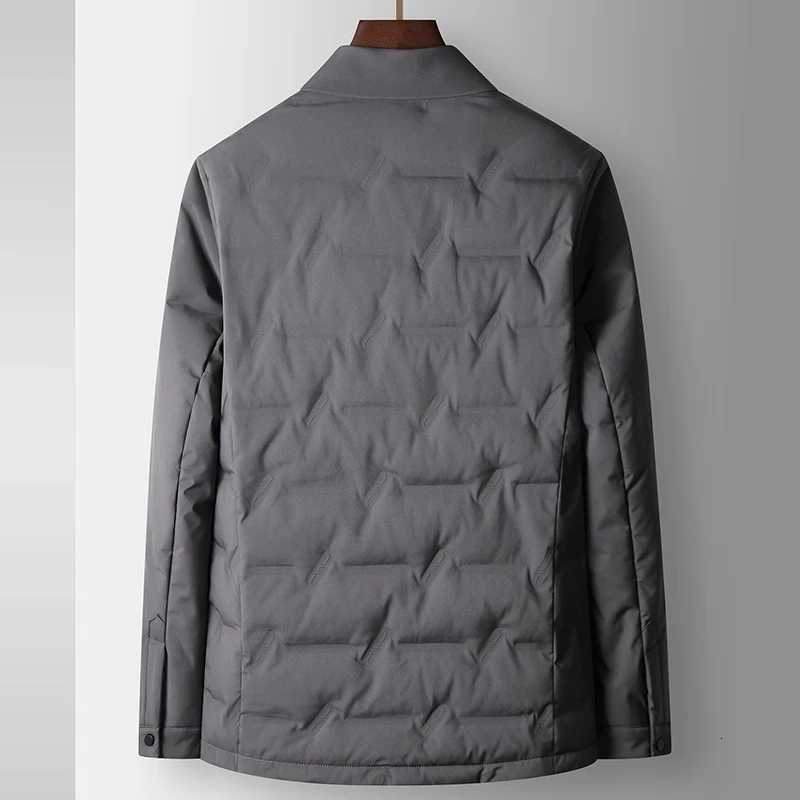 Mens Lightweight 90% White Duck Down Jacket 2025 Autumn Winter Casual Warm Puffer Coat Outerwear Solid Color Padded Parka Clothes W250806