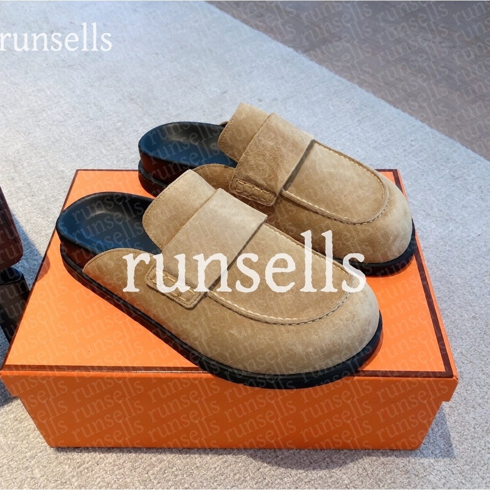 Designer Shoe Mule GO Slippers Suede Loafers for Summer Women Men Suede Leather Sandals Slip On Black Brown Beige Clogs Noir Comfortable Stylish