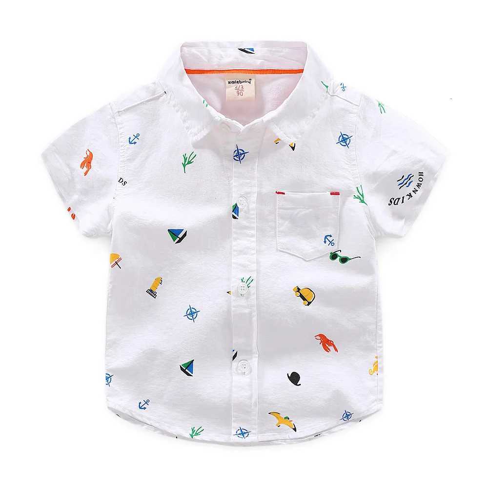 2 3 4 5 6 Years Boys Short Sleeve Collar Shirt Summer Childrens Clothing Cotton Toddler Kids Cartoon Printed Casual Tops X250806