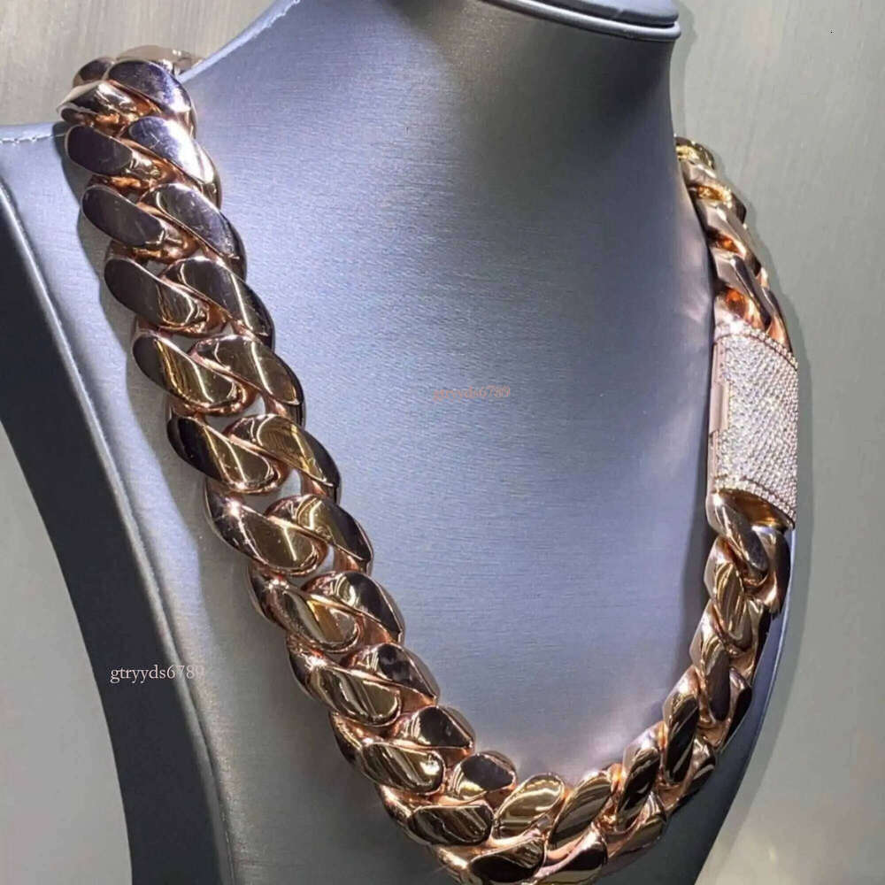 Pass 100% testTop Quality Iced Out Moissanite Dia Link Hip Hop Miami Cuban Chain 28mm14k Gold Lab Grown Dias