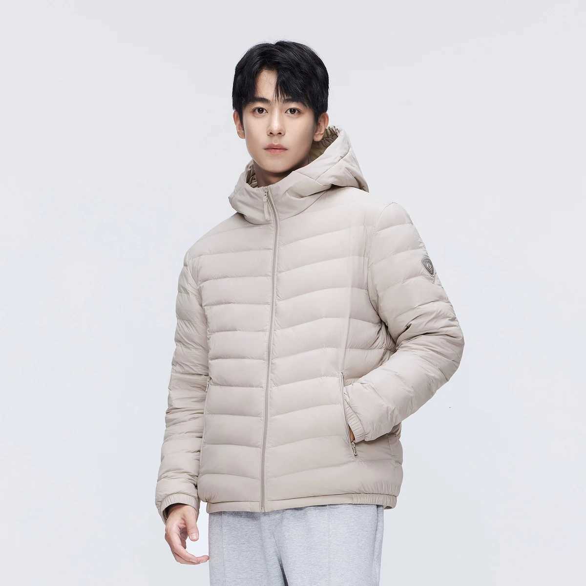 Bosideng Men Hiking Down Cotton Jacket Hooded Lightweight Parkas Zip Pocket Fashion Outerwear Casual Padded Jacket and Coat Men W250806