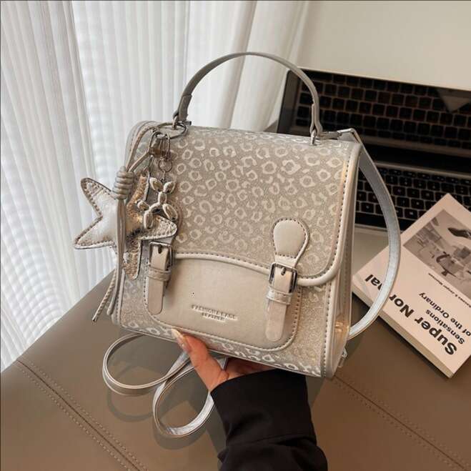 Summer Textured Handbag-Metallic Patterned Backpack with Star Color-Block College Style Women, Small Outdoor Backpack for Women