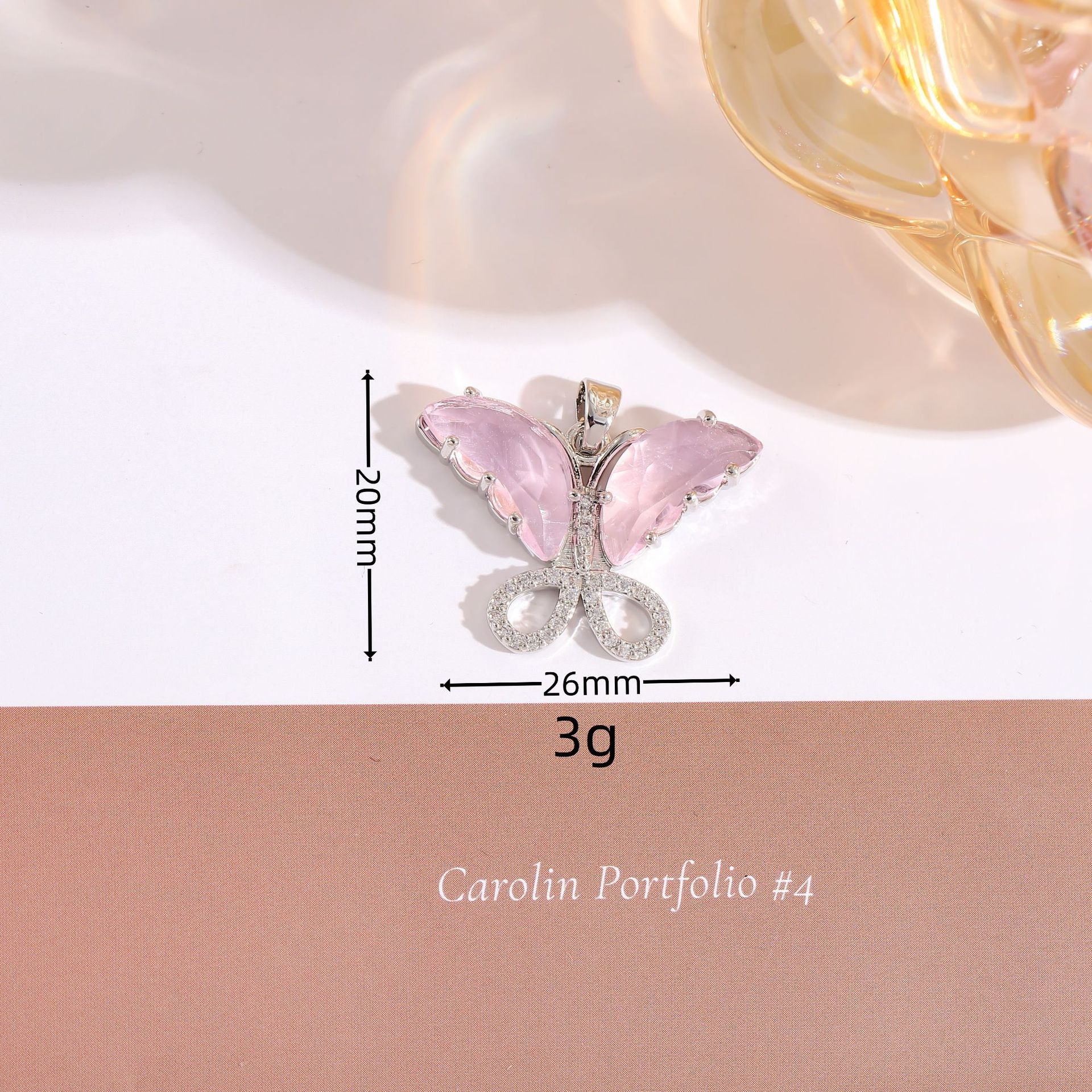 Glass copper edging double-sided three-dimensional wing butterfly Charms DIY jewelry accessories necklace material