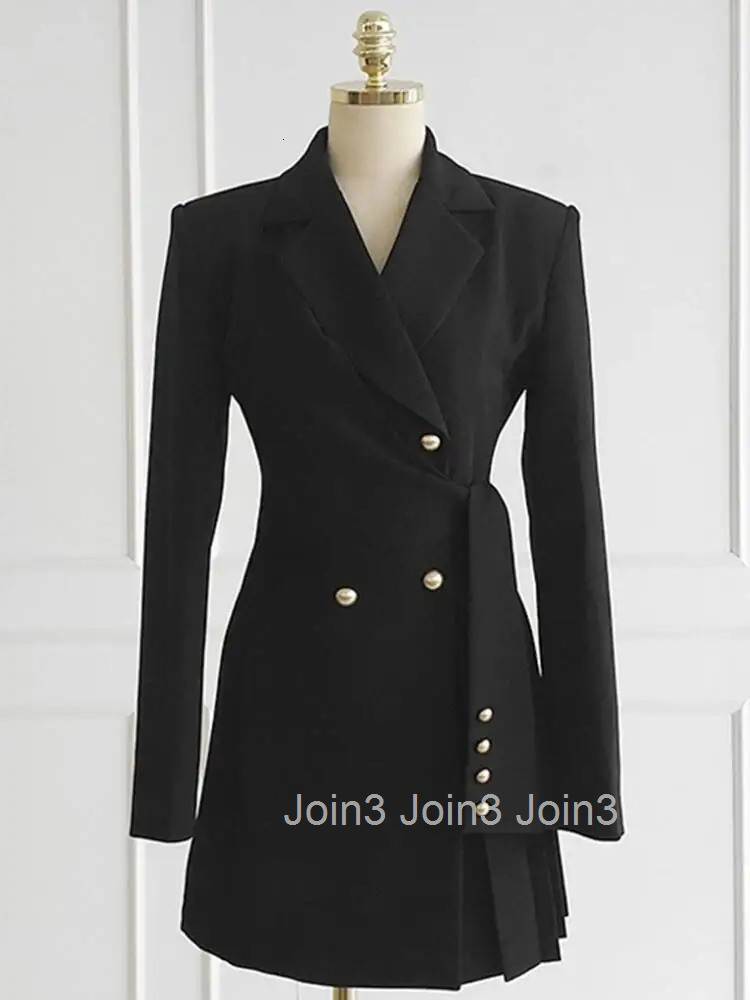 Autumn Short Blazer Dress For Women Double-breasted Lace-up Slim Mini Dress Vestidos Elegant OL Work Wear Woman Clothing