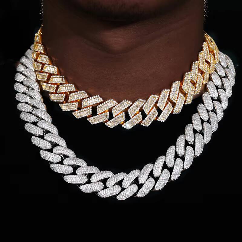 New Arrival Rapper Jewelry 20mm Gold Plated 925 Sterling Silver Round Cut VVS Moissanite Iced Out Cuban Link Chain for Men