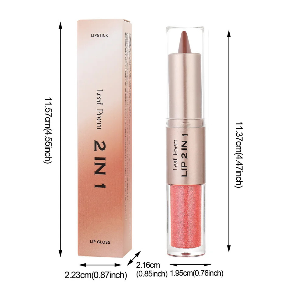 2IN1 Tapered Gradient Lipliner Pen Nude Brown Mirror Glass Lip Gloss Matte Lip Liner Waterproof Lip Contour Non Stick Makeup 250805