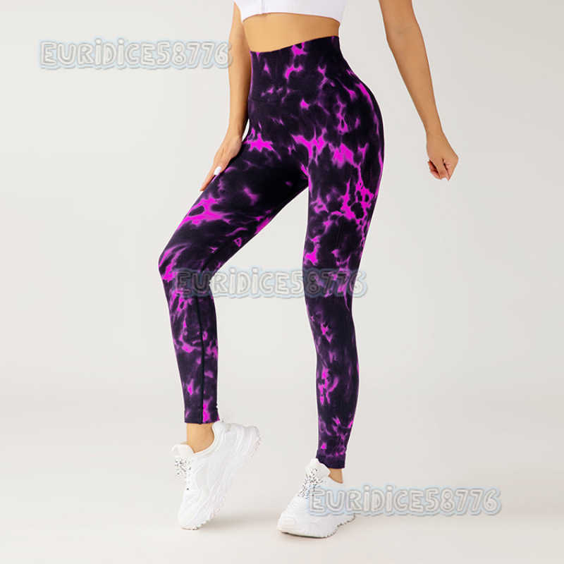 Tie-dye High-waist Tight Yoga Pants Peach Hip Lift Training Yoga Pants Sports Running Fitness Pants Women Outdoor H250806