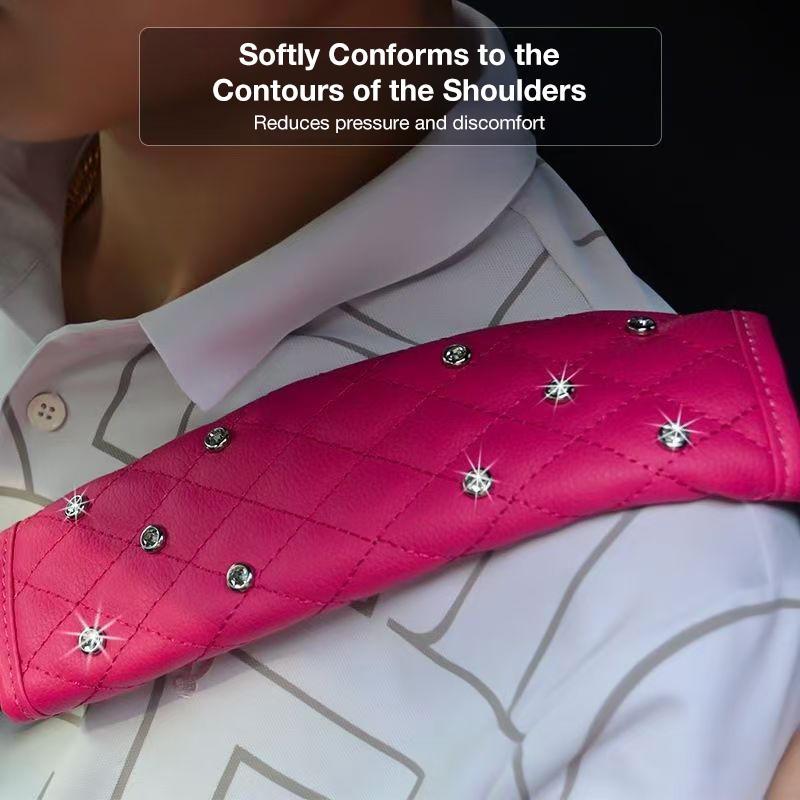 Car interior diamond-encrusted crown shoulder guard cover for seat belts, car interior accessories.