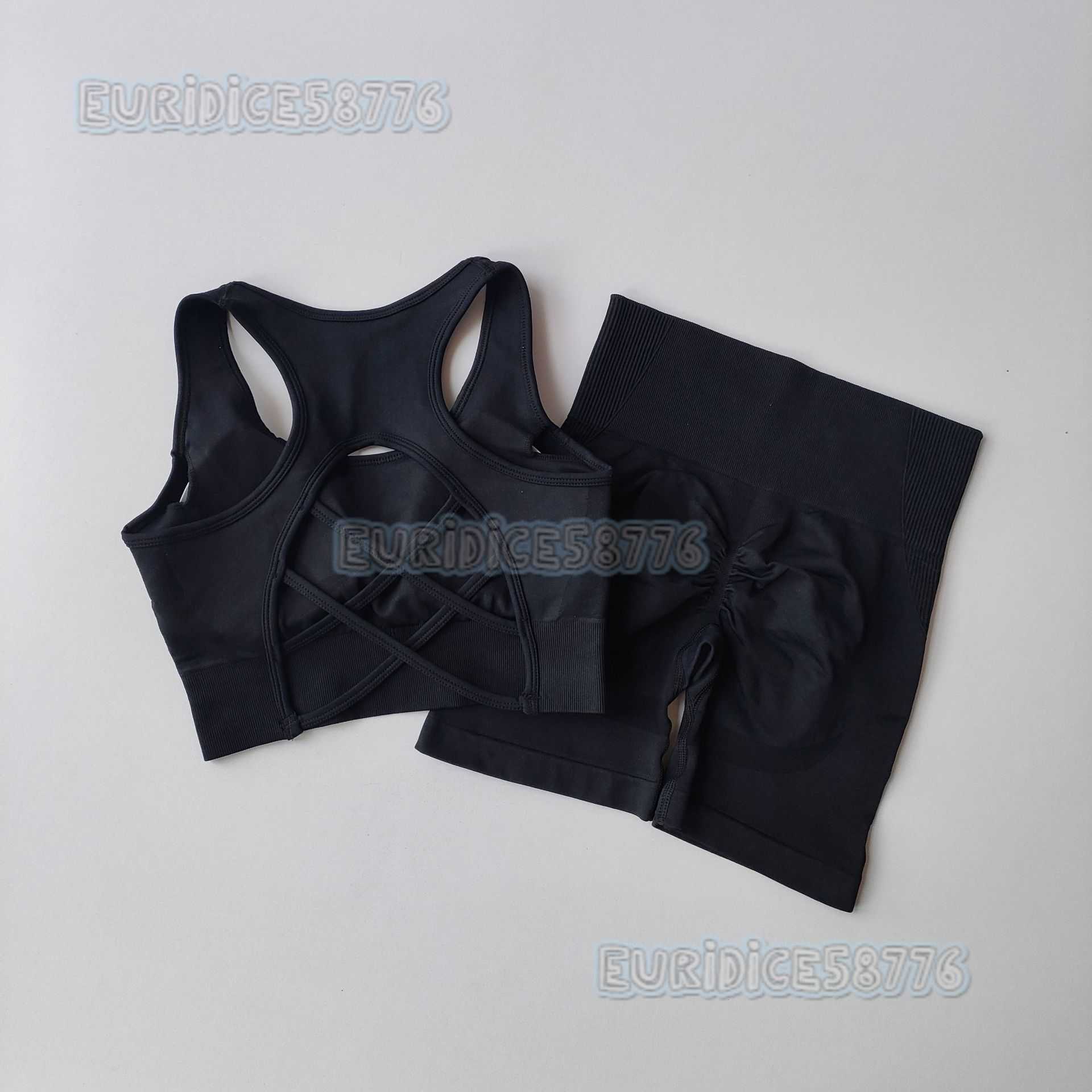 New Seamless Yoga Set Bra Shorts Two-piece Set Fitness Suit Outdoor Running Quick-drying Sportswear Women H250806