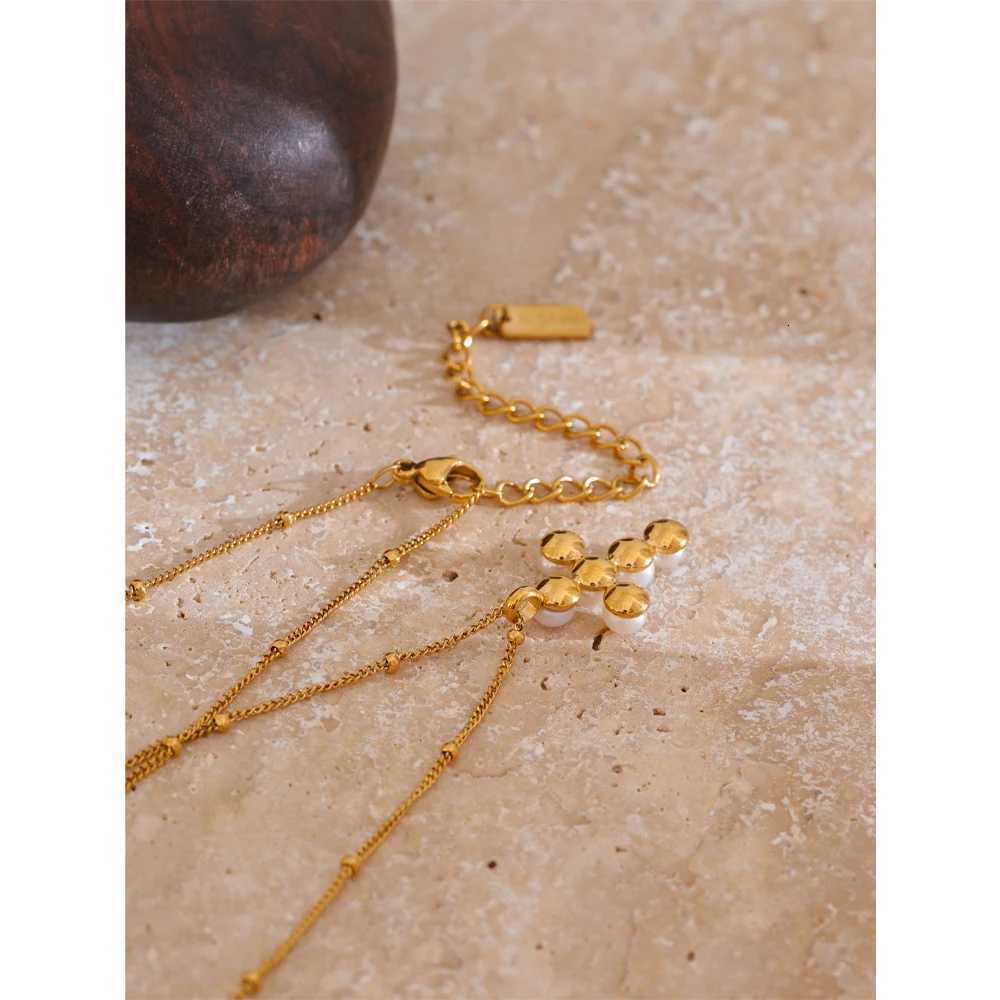 Yhpup Luxury Exquisite Stainless Steel Natural Pearl Fashion Cross Daily Necklace Jewelry Gift for Ladies Stylish Waterproof Y250805