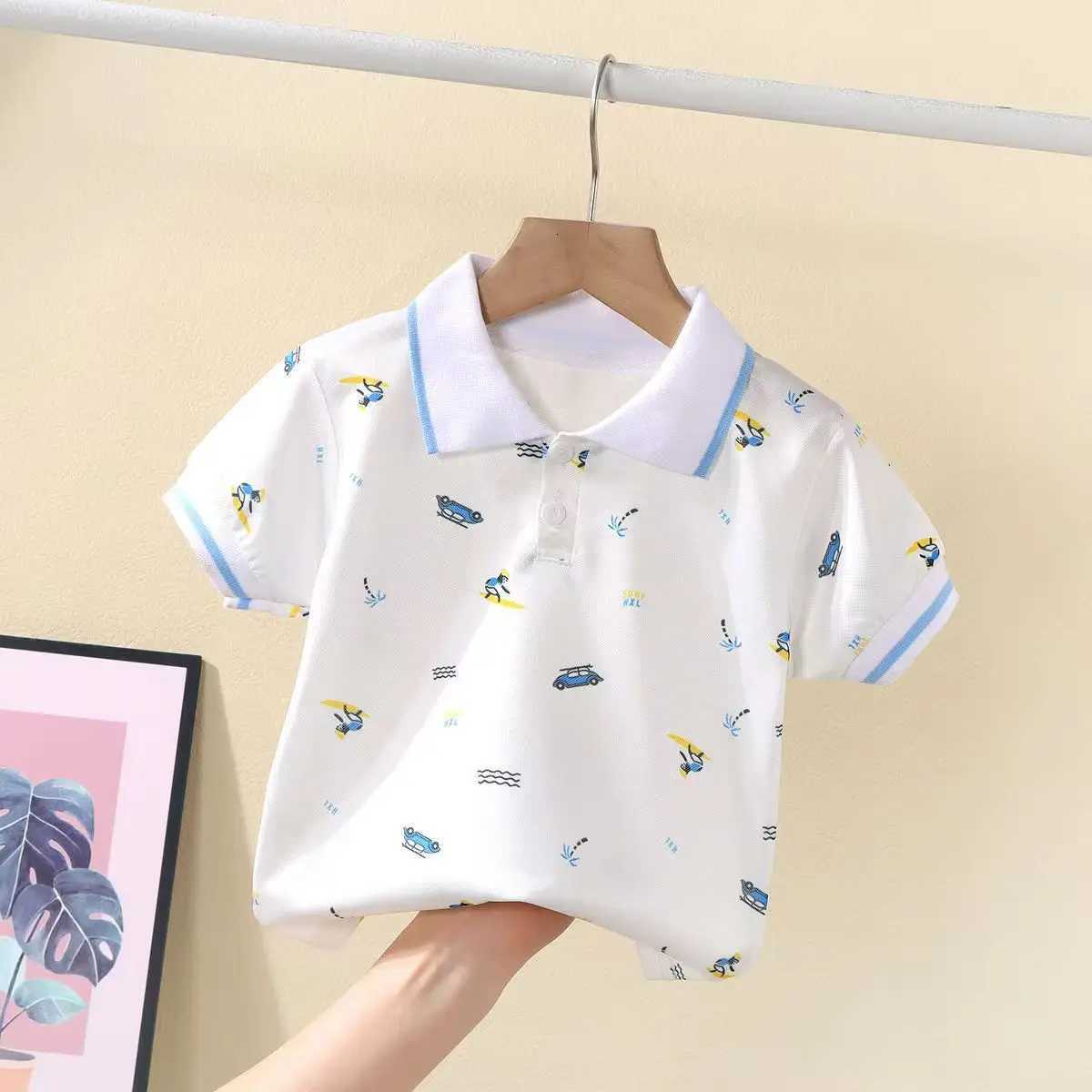 2025 Summer Boys New Childrens T-shirt Boys Short Sleeve Polo Shirt Casual Top for Small and Medium-sized Children X250806