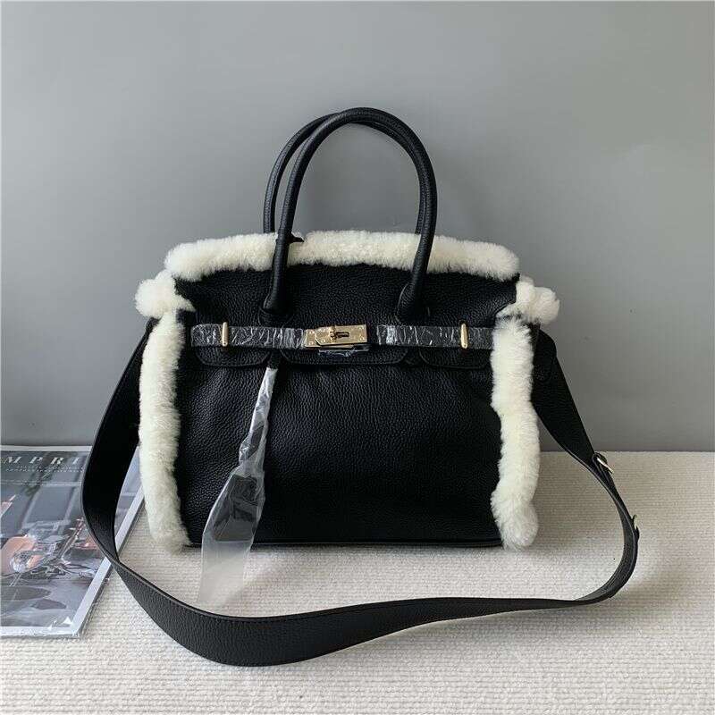 Designer Bag Tote Shoulder Bag Korean Fashion Classic Top Layer Cowhide With Australian Lamb Wool High Quality Handbag