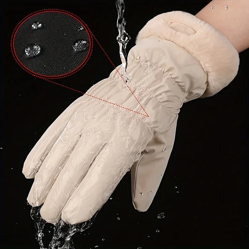 Winter Women Fashion Gloves Winter Warm Windproof Waterproof Gloves with Plush Lining For Cold Weather Outdoor Sports 250806