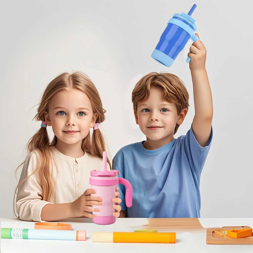 420ML Kids Insulated Tumbler With Straw Leak Proof Thermos Bottle With Handle Stainless Steel Travel Mug For Toddlers BPA Free X250806