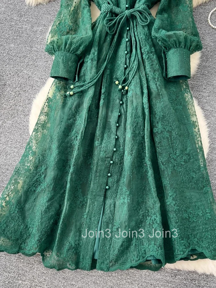 France Elegant Vintage High End Evening Dress Women Embroidery Sashes Luxury Long Party Dress Female Casual Fit Chic Clothing