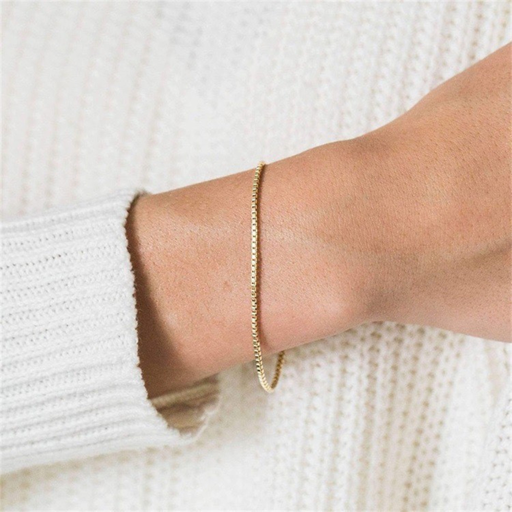Gold Bracelets Set for Women 14K Real Gold Waterproof Thin Dainty Stackable Cuban Link Chain Fashion Jewelry Gifts wholesales drop ship