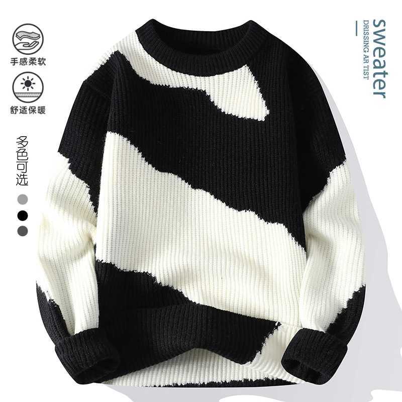 Mens New Autumn Winter Casual Warm Neck Sweater Knit Pullover Tops Mens Casual Streetwear Warm Knitting Pullovers W250806