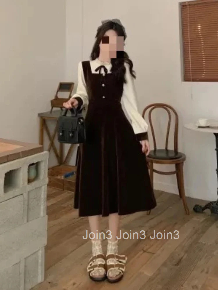 Woherb Fashion Women Dress Patchwork Knitted Tunic Robe Vestidos Elegant Black A-line Dresses Pull Sleeve De Mujer