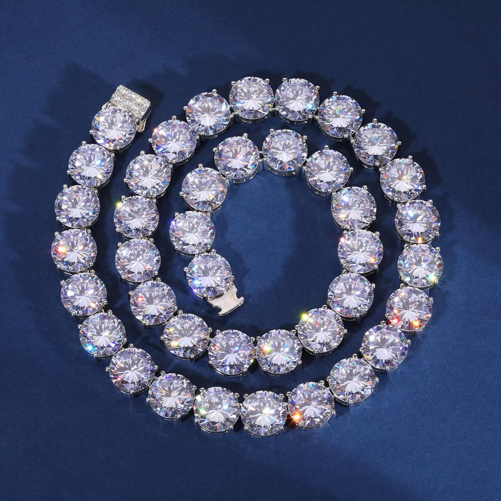 Pass Diamond Tester 408CT Moissanite Tennis Chain Luxury 15mm High Quality 925 Sterling Silver Classic Tennis Necklace Jewelry