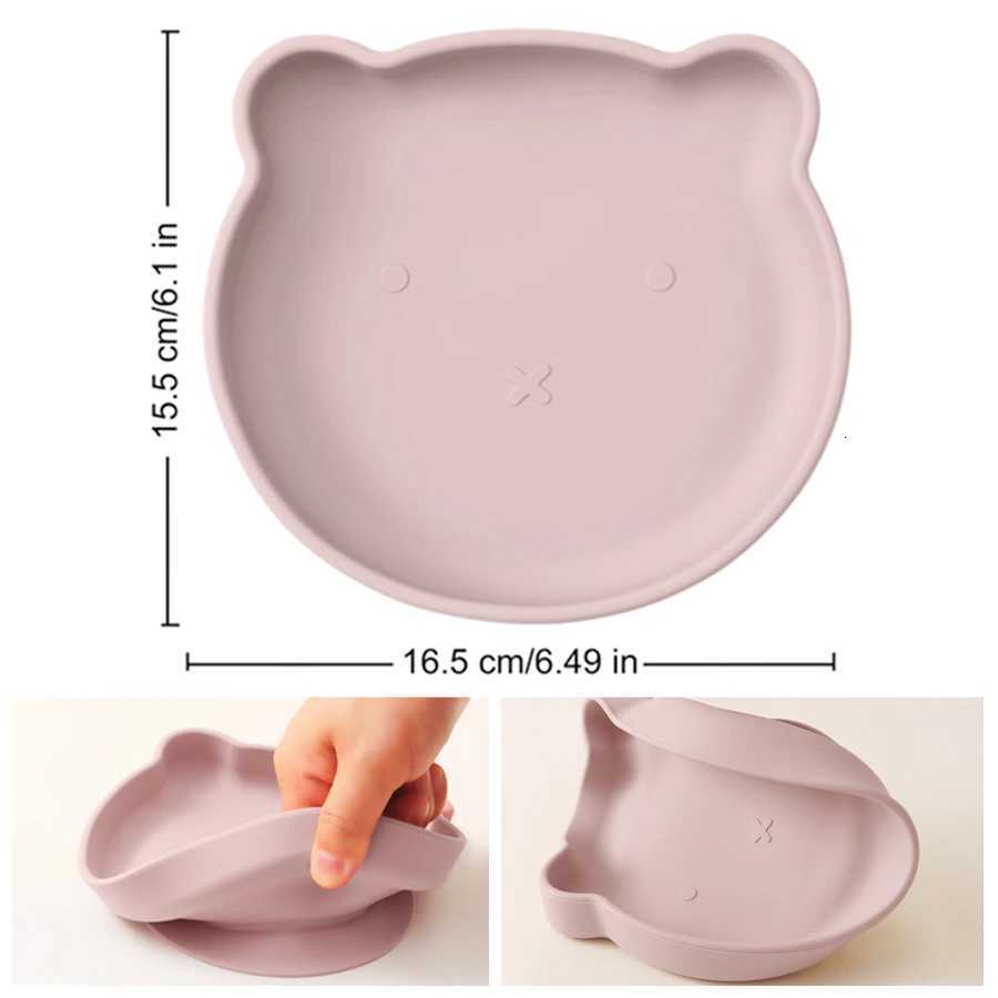 1PC Silicone Baby Dishes Suction Dining Plate Cartoon Bear Shape Baby Plates Eating Training Baby Food Storage Kids Tableware X250806
