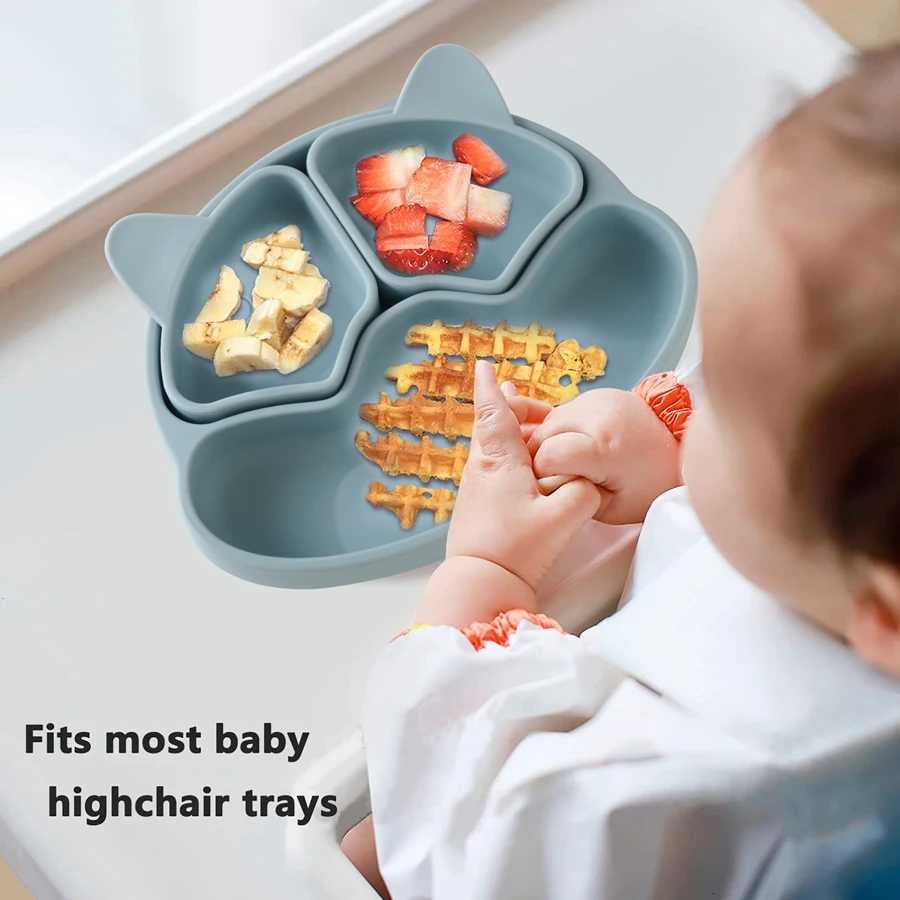 New BPA Free Baby Sucker Silicone Dining Plate Cartoon Children Dishes Plate Toddle Training Tableware Kids Feeding Bowls X250806