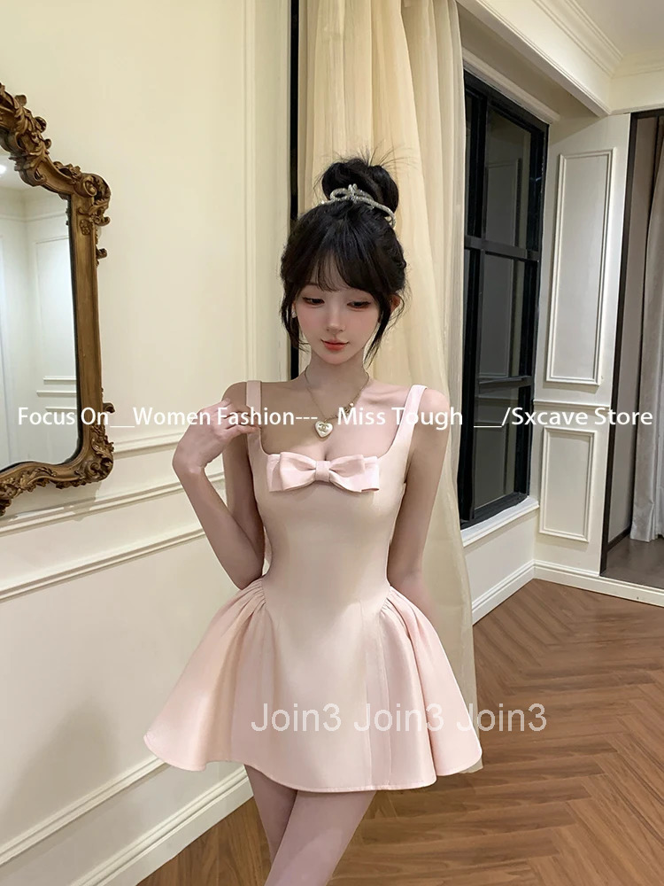 Summer New Elegant Evening Party Mini Dresses Women Vintage Sleeveless Y2K Mini Birthday Dress Casual Korean A-line Vestidos