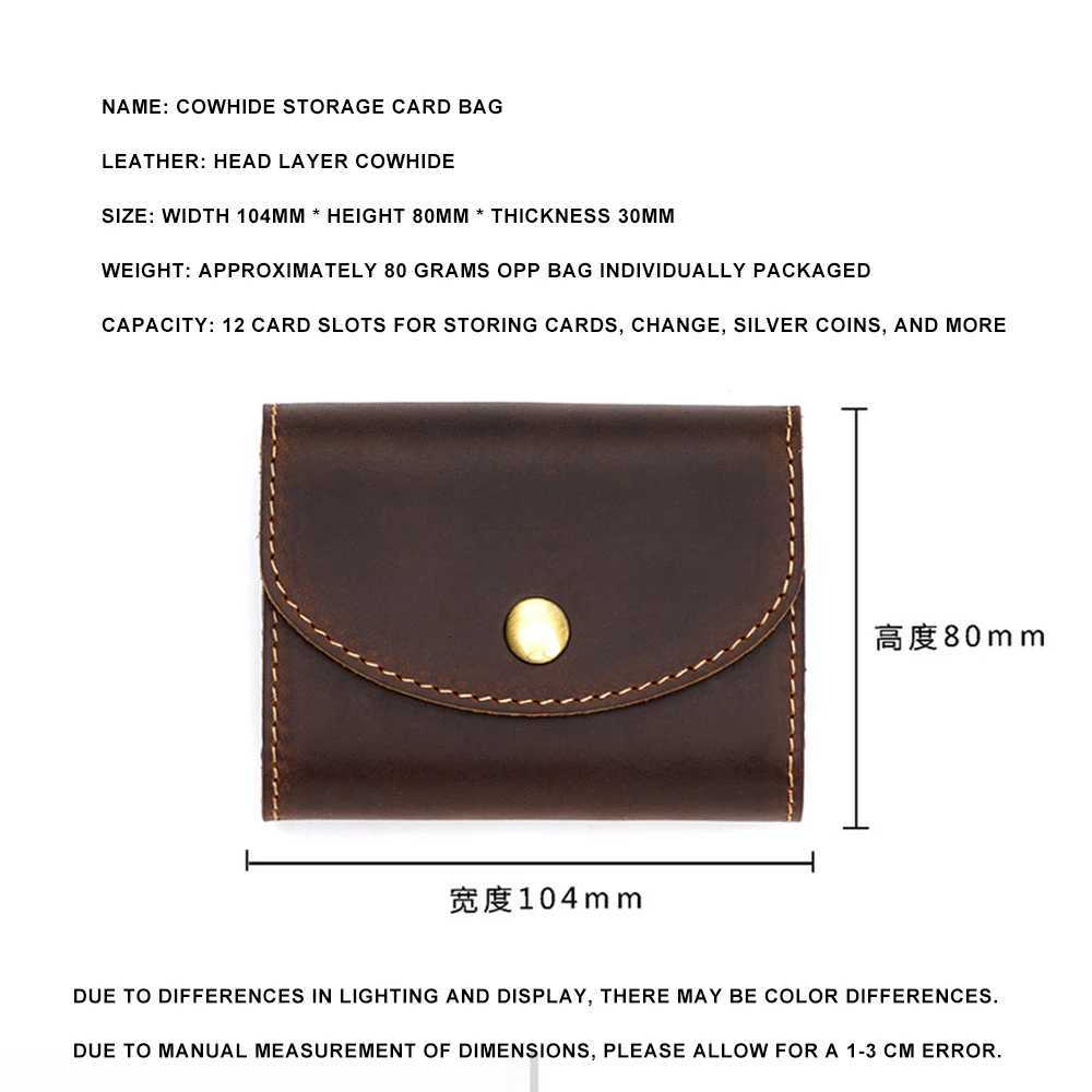 Vintage Crazy Horse Leather Buckle Wallet Mens Leather Large Capacity 12 Card Slots Organ Card Bag Storage BagsXJ250806