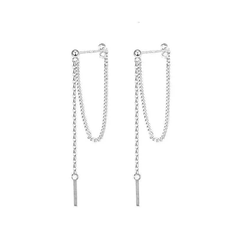 New Punk Silver Color Pop Simple Metal Long Chain Tassels Drop Earrings For Women Geometric Cool Fashion Creative Jewelry Y250805