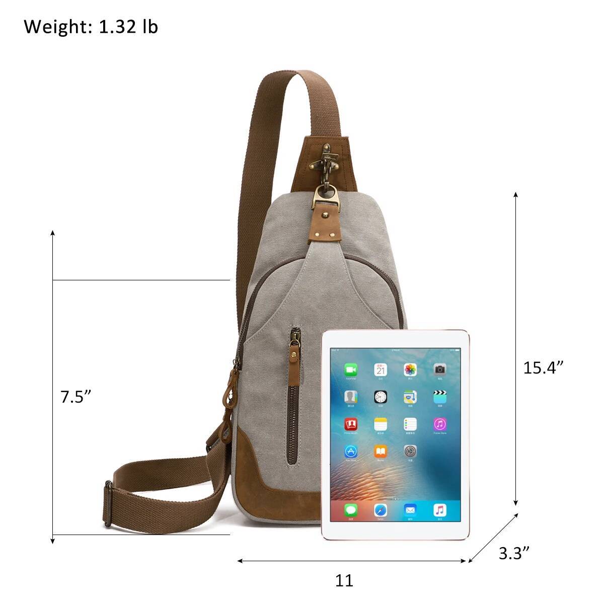 KL928 Canvas Sling Bag Crossbody Backpack Shoulder Casual Rucksack for Men Women