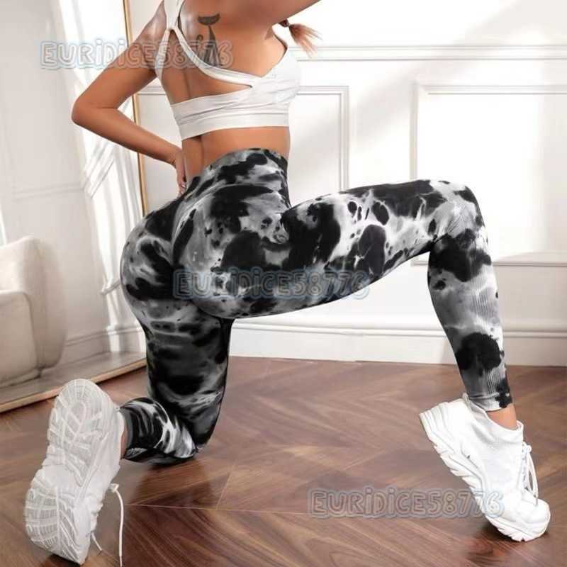 Outdoor Seamless Tie-dye Sports High-waist Tummy Control Butt-lifting Tight Pants for Women Tie-dye Yoga Fitness Pants H250806