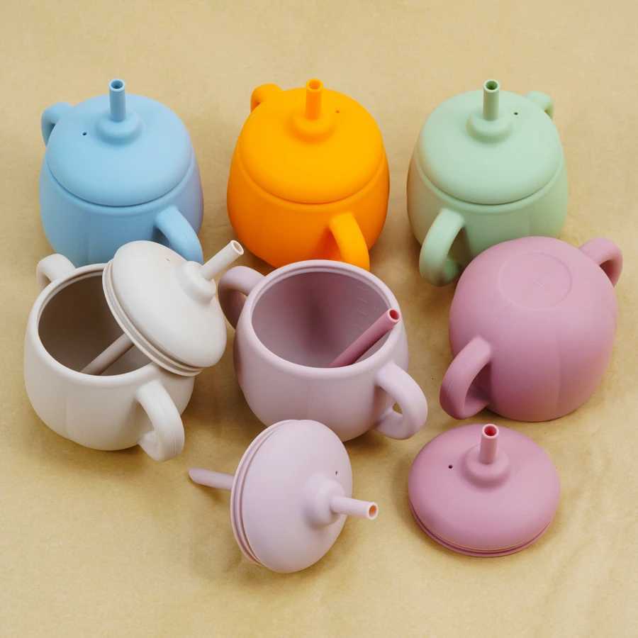 1PCS Baby Silicone Straw Cup BPA Free Portable Storage Snack Container Feeding Cup Kids Learning Drink Cup Water Bottle X250806