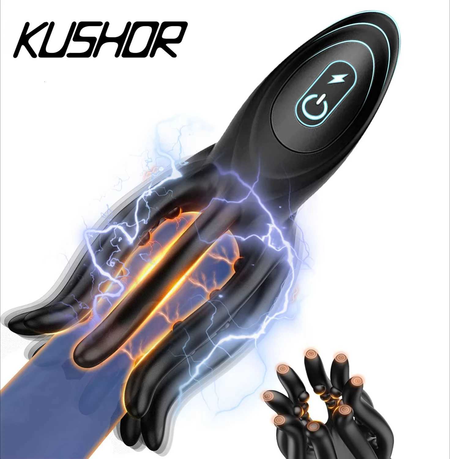 Electric Shock Male Vibrator Penis Glans Stimulator with 9 Vibrations Delay Training Exerciser Extender for Male Masturbation XJ250806
