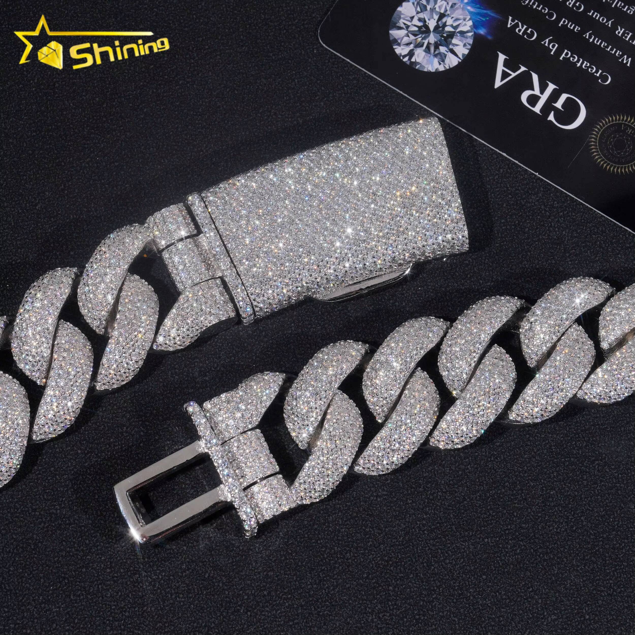 2025Hip Hop Jewelry Big Ass Necklace 25MM Fully Iced Out 925 Silver Gold Plated VVS Diamond Moissanite Cuban Link Chain for Men