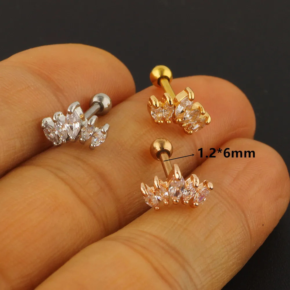 Stainless Steel Hoop Piercing Earring For Women Zircon CZ Cartilage Piercing Helix Daith Conch Tragus Rook Lobe Ear Ring Jewelry 250805