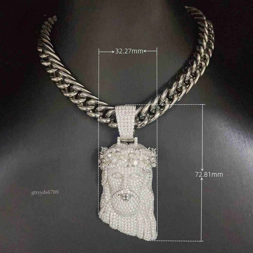 Gold sparkly fashion Vvs Moissanite gold-Plated Sterling Sier Jesus Head pendant Hip Hop Jewelry Favorite gift for quick delivery