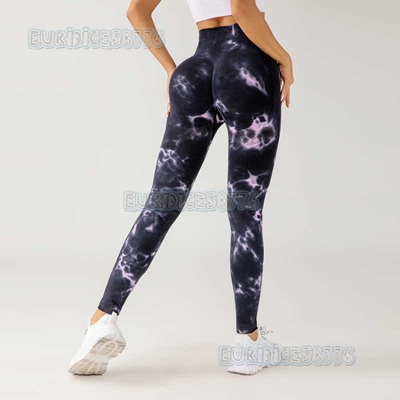 Tie-dye High-waist Tight Yoga Pants Peach Hip Lift Training Yoga Pants Sports Running Fitness Pants Women Outdoor H250806