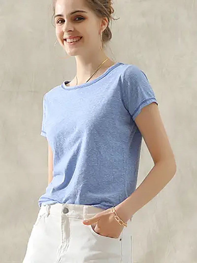 Round neck T-shirt dress short top Fashionable, comfortable and simple CWTTS421