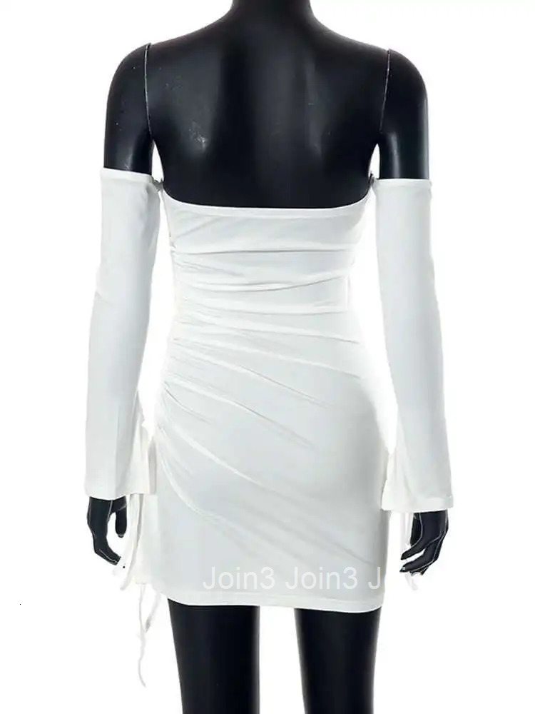 Avrilyaan White Strapless Backless Sexy Dress Women Drawstring Bodycon Summer Dress Vestidos Elegant Night Club Party Dresses