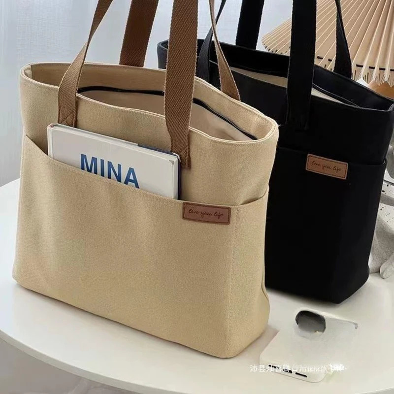Niche Trend Shoulder Bag Fashionable Versatile Minimalist Womens Tote Bag Unisex Large Capacity Portable Canvas Handbag 250804
