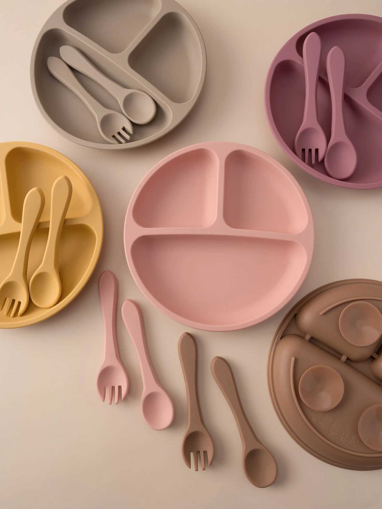 3PCS Silicone Baby Feeding Set Suction Dishes Plate Spoon Fork BPA Free Kids Mealtime Essentials Childrens Tableware X250806