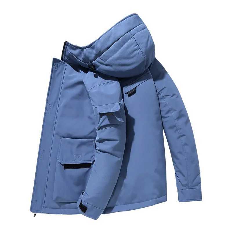 2025 new mens workwear down jacket winter hooded warm jacket multi-pocket windproof down jacket trendy down jacket W250806