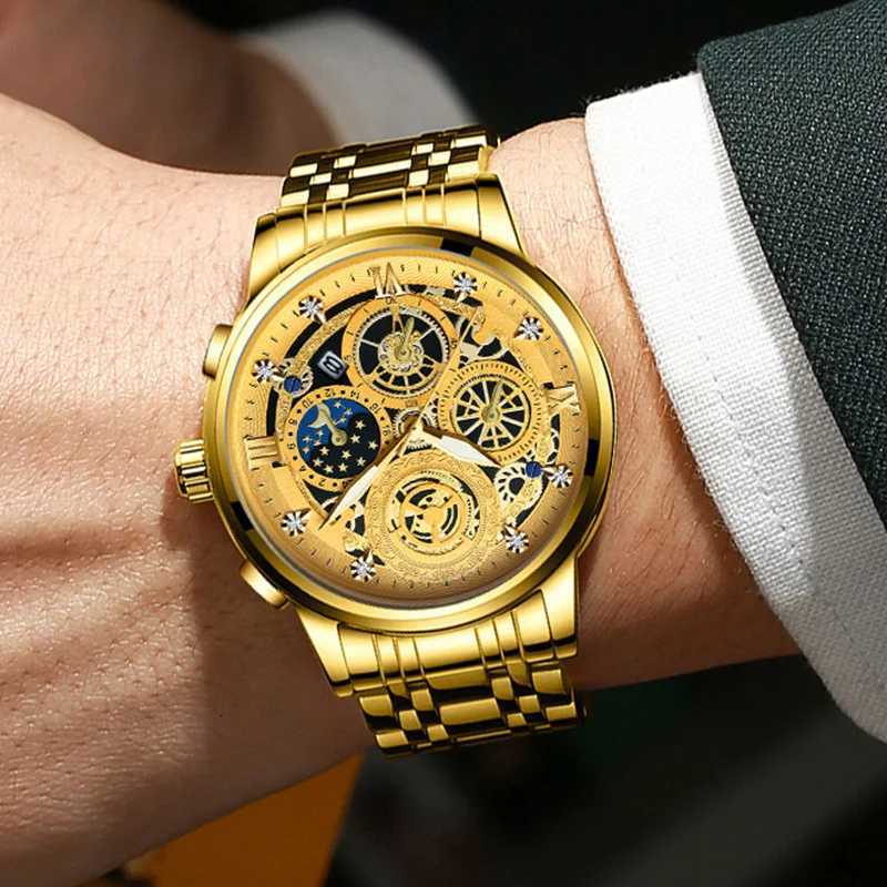 BINBOND B4010 Fashion Casual Quartz Men Stainless Steel Strap Luxury Dial Luminous 30M Waterproof Business Men Wrist W250806