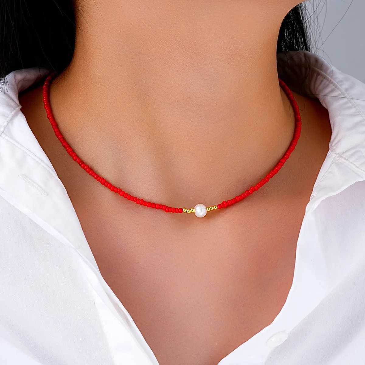 2025 New Elegant Pearl Necklace for Women Colorful Rice Bead Jewelry Fashion Accessory Female Choker Jewelry Gift Y250805