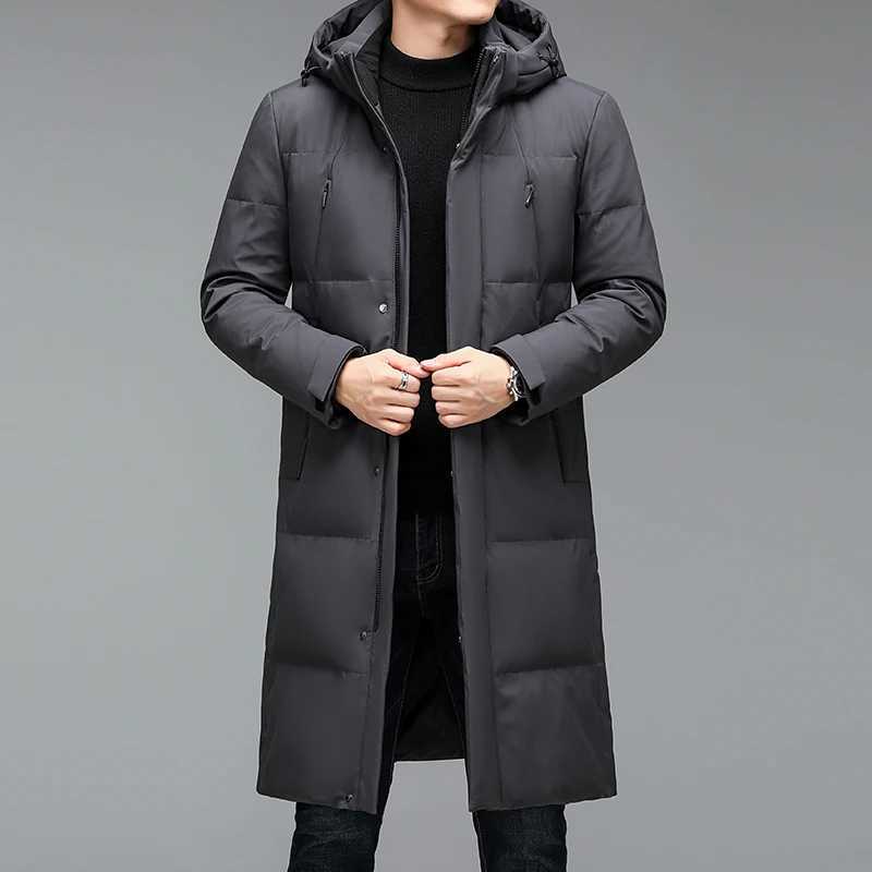 2024 Winter Long Style Mens 90% White Duck Down Coat Warm Down Jackets Detachable Hat Fashion Men Thickened Jacket Size M-5XL W250806