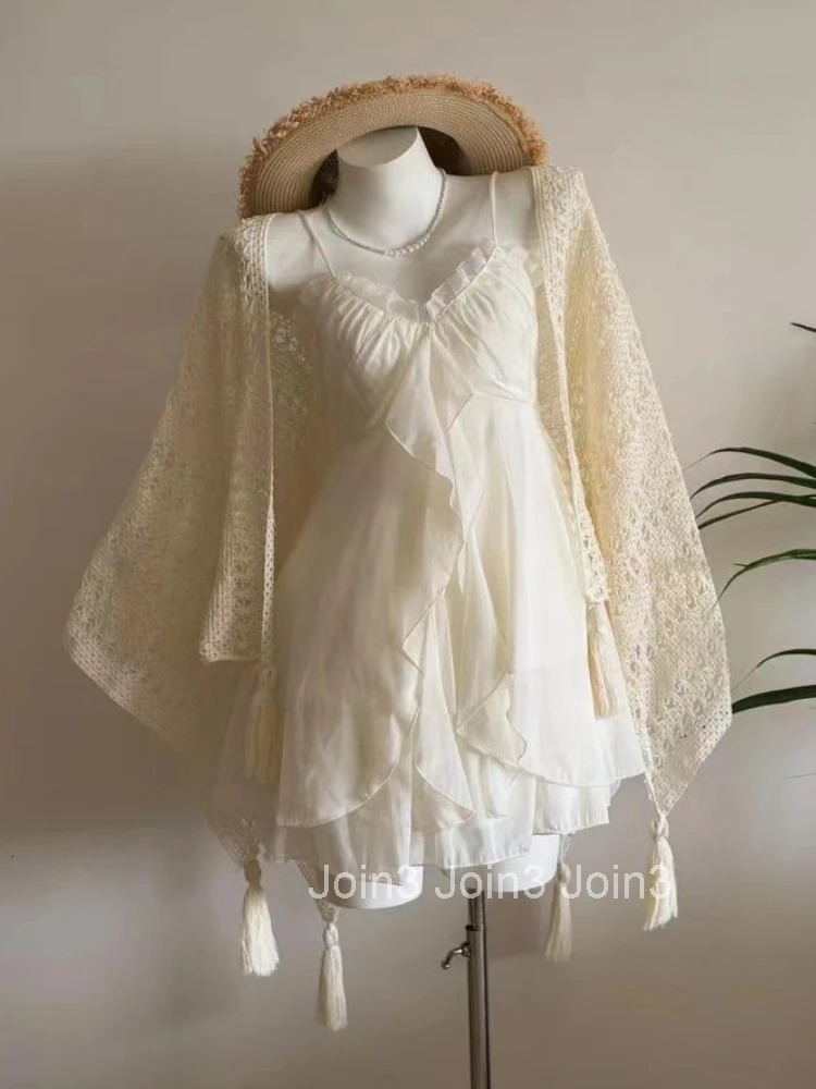 Coquette French Vintage 2 Piece Set Women Casual Hot Girls Sexy Design Outfits Y2k Elegant Beach Style Evening Party Clothing