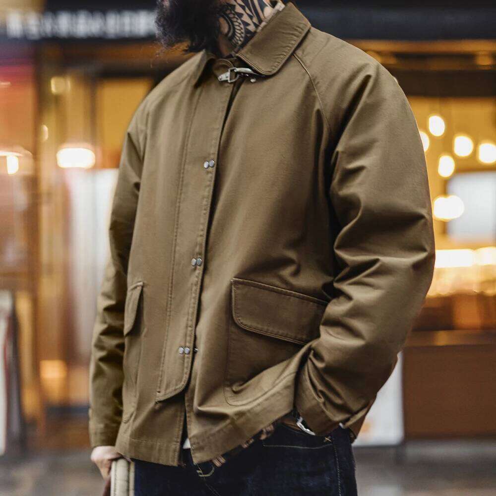Designer Clothing 2025 Maden Vintage Firefighter Buckle Heavyweight Jacket Loose Lapel Cotton Canvas Workwear Coat Men's Coffee Outerwear For Aut