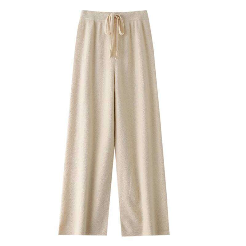100% Merino Wool Women's Knitted Trousers, Popular, Fashionable, Warm, Wide-Leg Pants, New Autumn And Winter 2024 250806